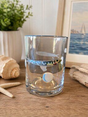 New Hand Painted Fish W/ rocks Nautical Coastal Tumbler Beverage Glasses Cup